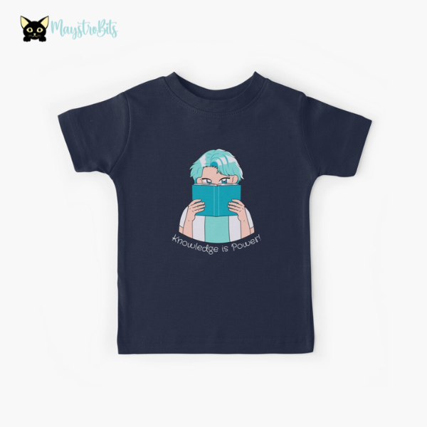 Inspire young minds with the "Knowledge is Power" Kids T-Shirt, featuring an adorable anime character absorbed in a book. This charming tee is perfect for kids who love to learn and embrace the power of education. Ideal for the first day of school or any day, this t-shirt makes learning cool and fun for your little scholars.