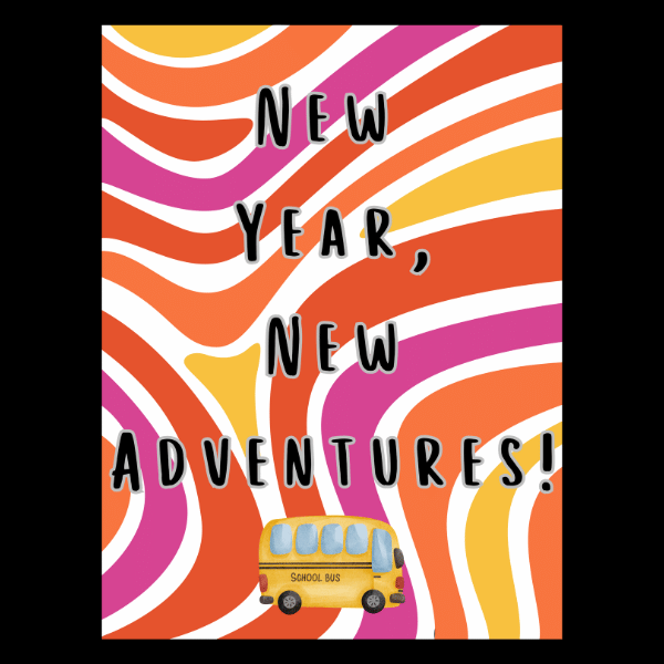 Embark on the new school year with our "New Year, New Adventures!" design featuring a cheerful school bus. This design captures the excitement and anticipation of a fresh academic journey, perfect for students, teachers, and anyone passionate about education. Whether it's for classroom decor, school supplies, or a fun addition to your personal items, this design brings a sense of adventure and enthusiasm to the new school year.