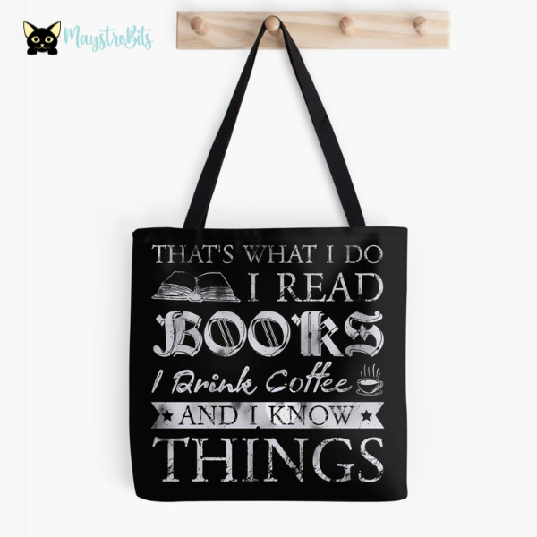 Carry your books and essentials in style with the "That's What I Do: I Read Books, I Drink Coffee" Tote Bag. This spacious and durable tote is perfect for trips to the library, bookstore, or café, making it a must-have for any bookworm. Whether you're a teacher, student, or just love a good book and coffee, this tote bag is the perfect companion for your literary adventures.