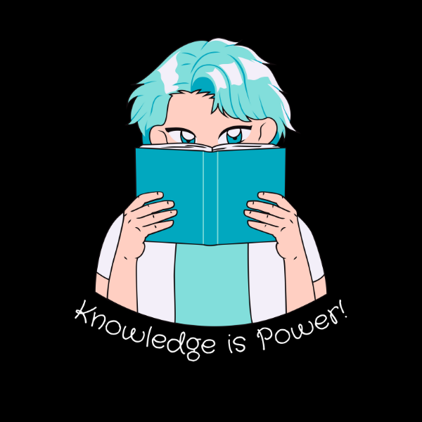 Embrace the power of knowledge with our "Knowledge is Power" design, featuring a cute and funny anime character deeply immersed in a book. Perfect for students, teachers, and book lovers alike, this design is an excellent reminder that learning can be both fun and powerful. Ideal for back-to-school gear or as a unique gift for the anime fan in your life.